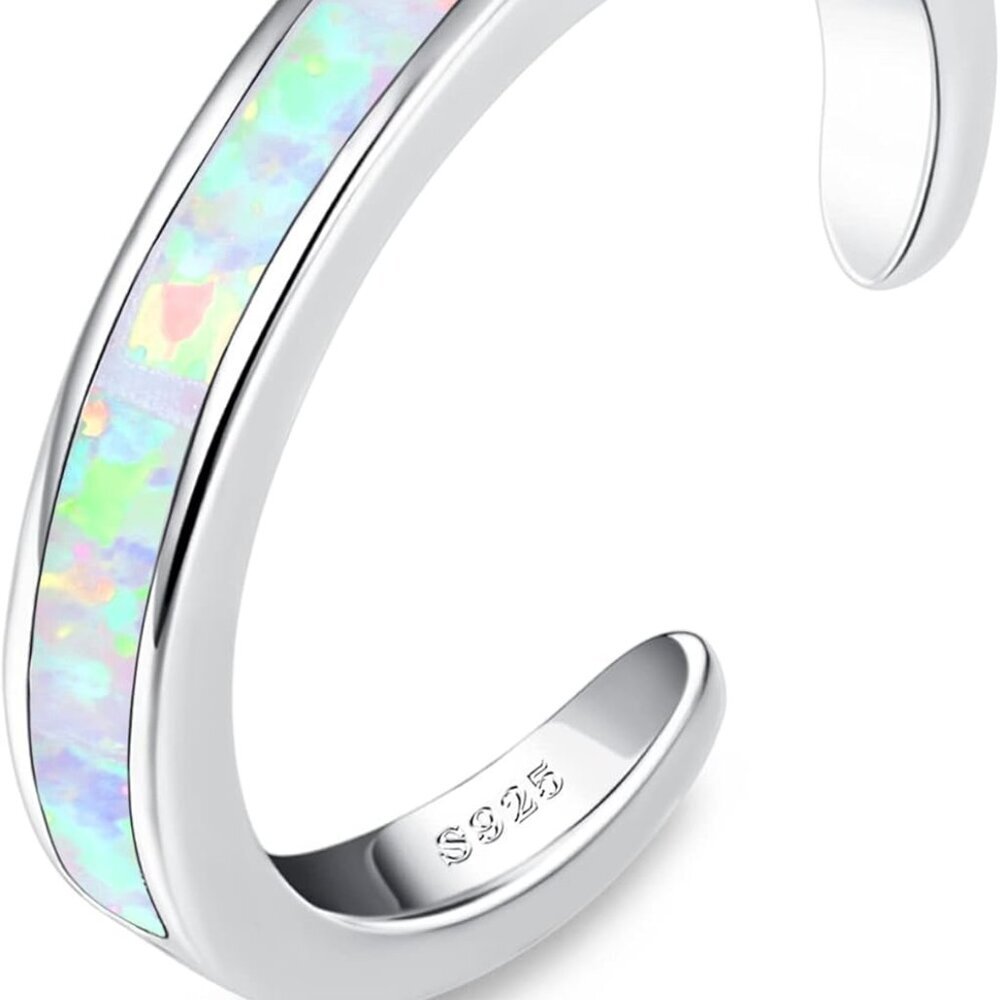 925 Sterling Silver Toe Rings For Women Adjustable 14k White Gold Plated Flower
